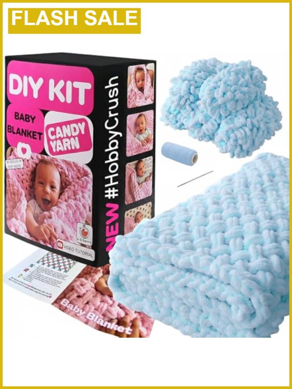 Loop Yarn Baby Blanket Kit for Beginners DIY Arm Knitting Craft Gift